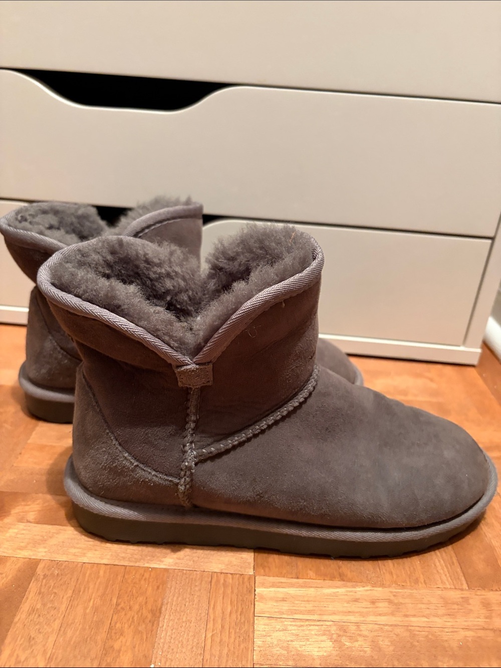 Kirklands Gray Suede Shearling Ankle Booties